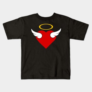 Winged Red Heart 02 Black Kids T-Shirt